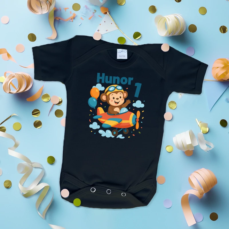 Pilóta majom szülinap (Egyedi felirattal) - Babaruha
