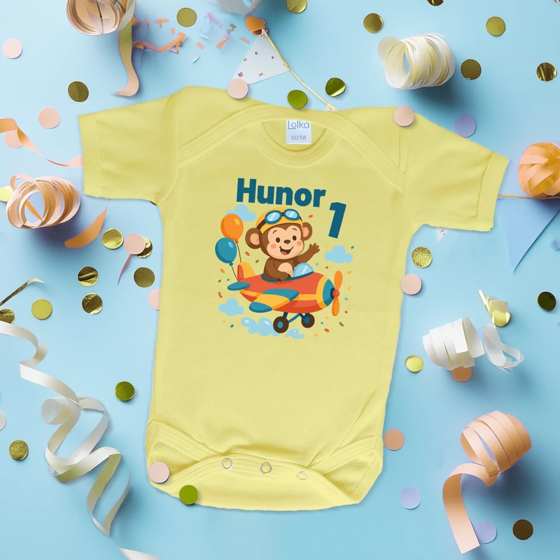 Pilóta majom szülinap (Egyedi felirattal) - Babaruha