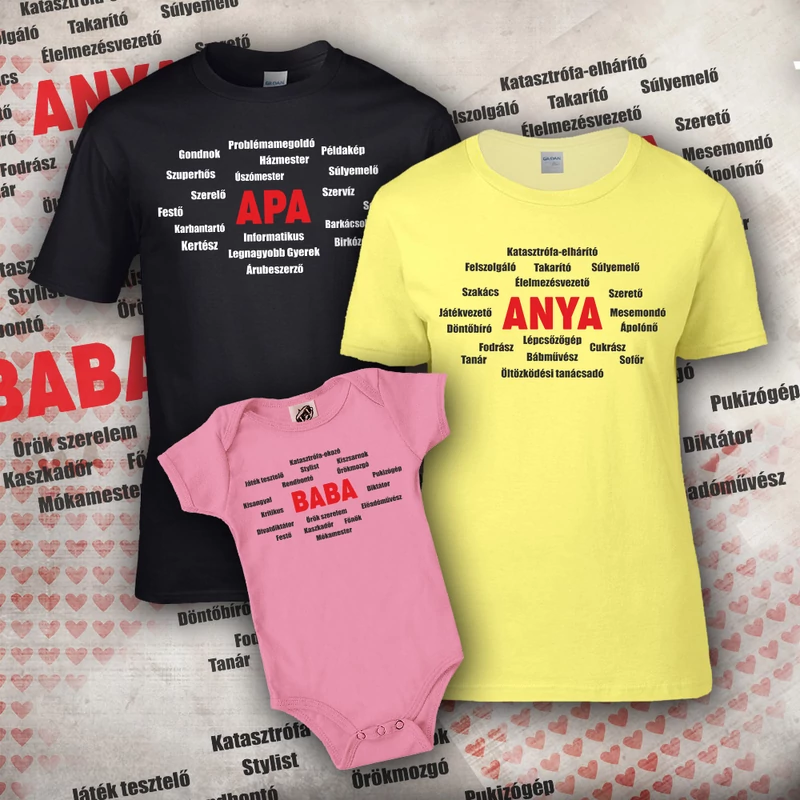 Anya-apa-baba listája (sárga, fekete, rózsaszín)