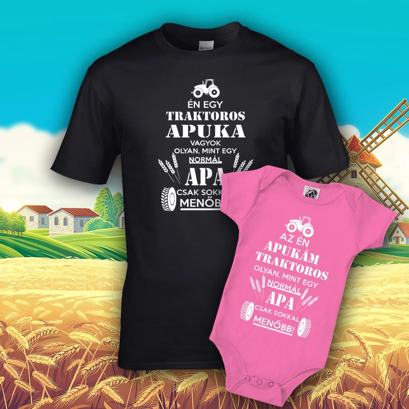 Traktoros apuka (Fekete - Rózsaszín)