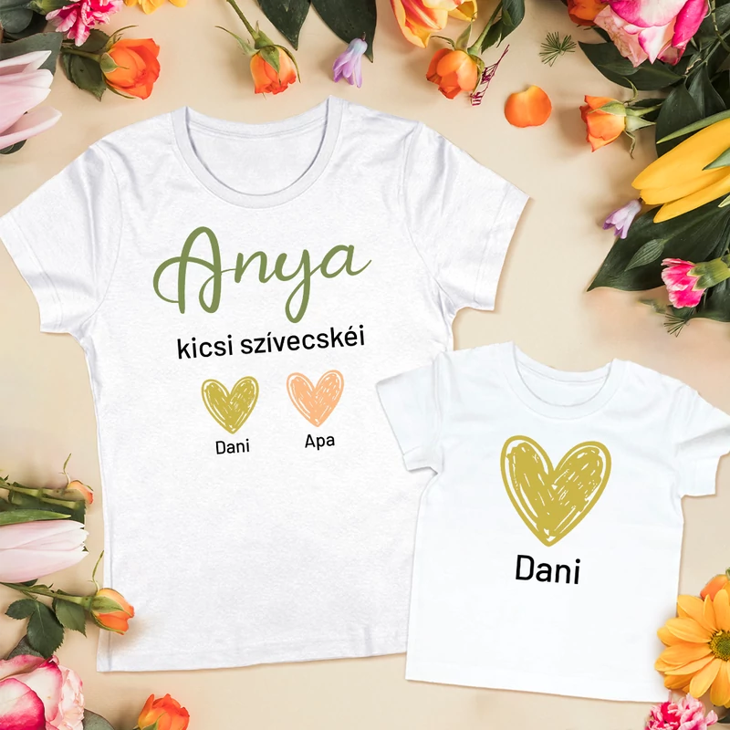 Anya kicsi szívecskéi (natur, egyedi névvel) - Gyerek családi csomag