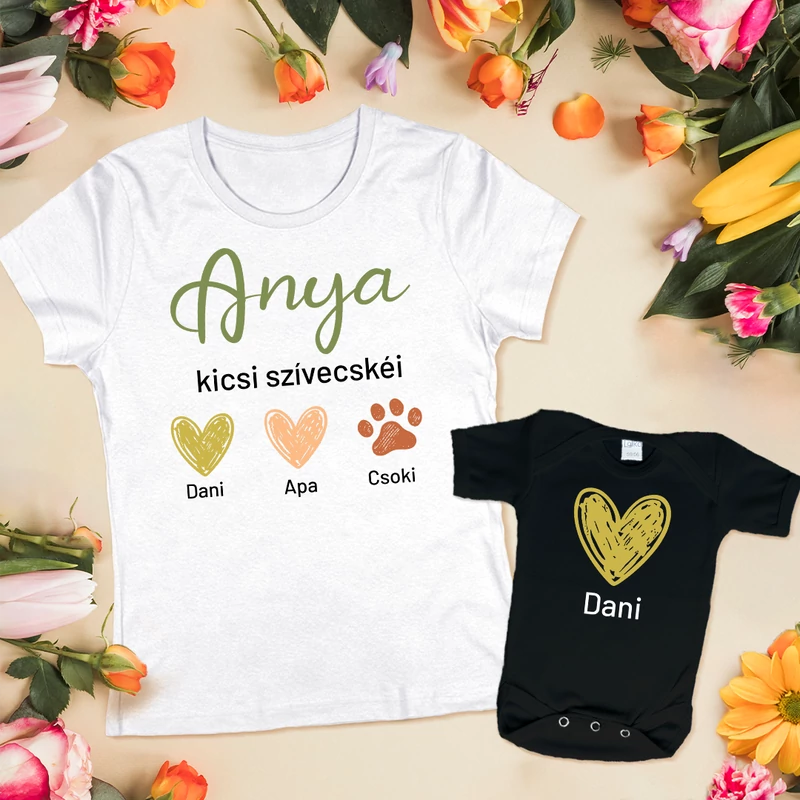 Anya kicsi szívecskéi (natúr, egyedi felirattal) - Családi csomag