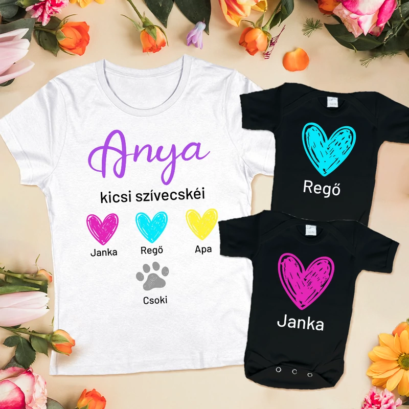 Anya kicsi szívecskéi (egyedi felirattal) - Iker családi csomag