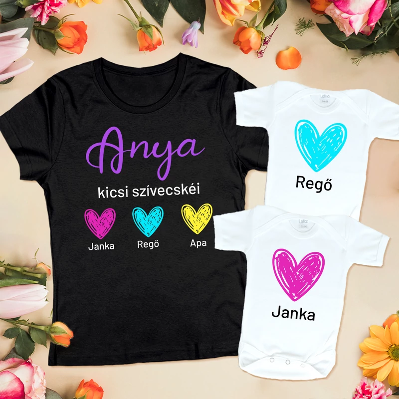 Anya kicsi szívecskéi (egyedi felirattal) - Iker családi csomag