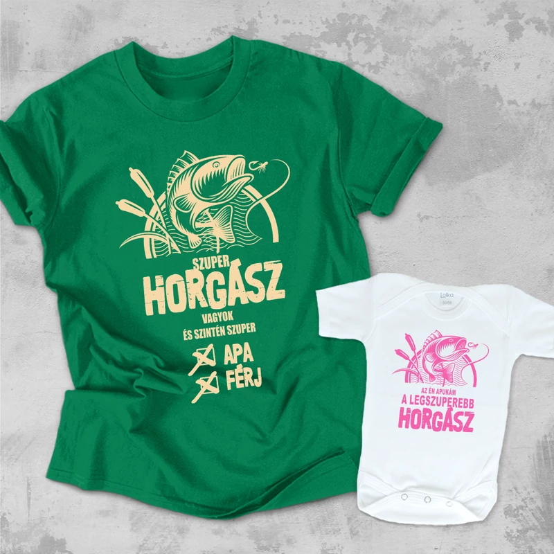 Szuper horgász apa (Pink ) - Családi csomag