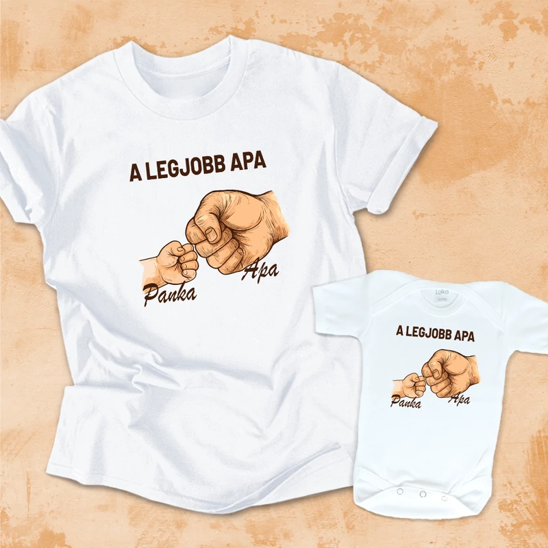 Ökölpacsi - A legjobb Apa (Baba nevével) - Családi csomag