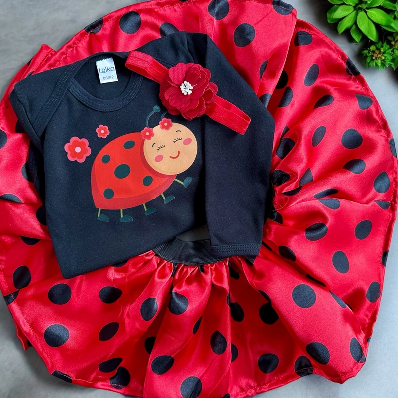 Pöttyös Katica szett (Piros hajpánt és Ajándékdoboz)