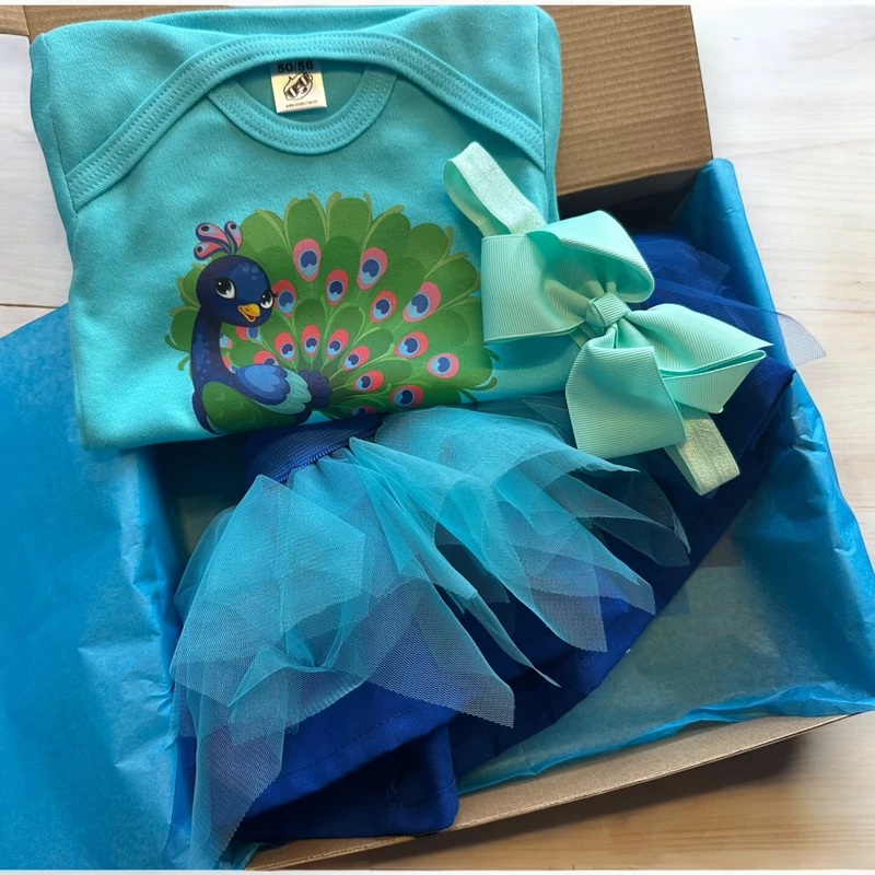 Páva - Tütü szett (Menta hajpánt és ajándékdoboz)