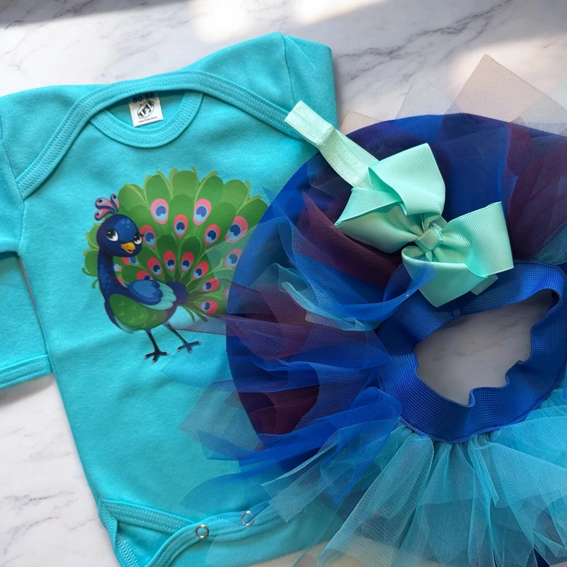 Páva - Tütü szett (Menta hajpánt és ajándékdoboz)