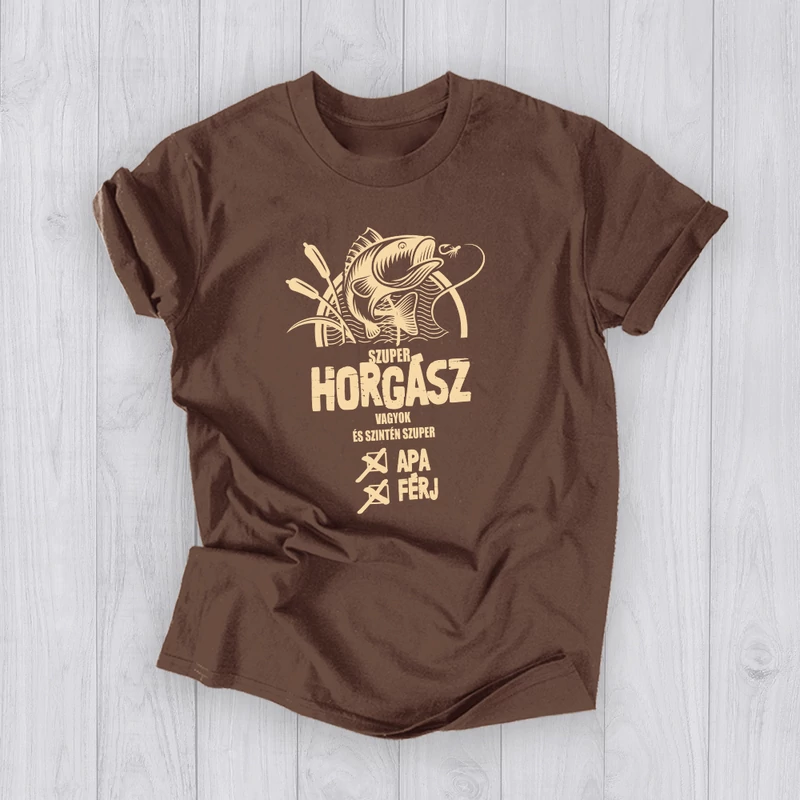 Szuper horgász Apa Férj (Világos felirat) - Férfi póló