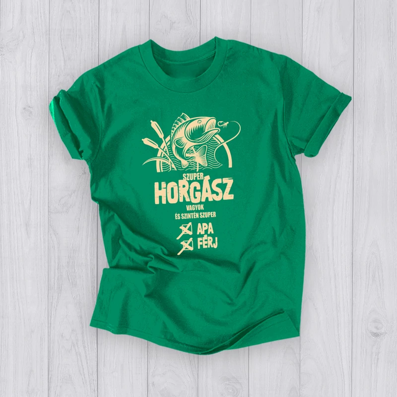 Szuper horgász Apa Férj (Világos felirat) - Férfi póló