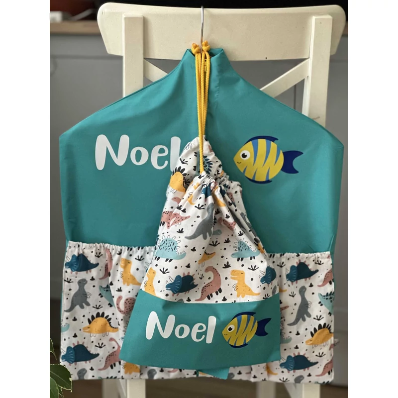 Ovizsák szett - Dinók III. (Türkiz) - Egyedi felirattal is rendelhető