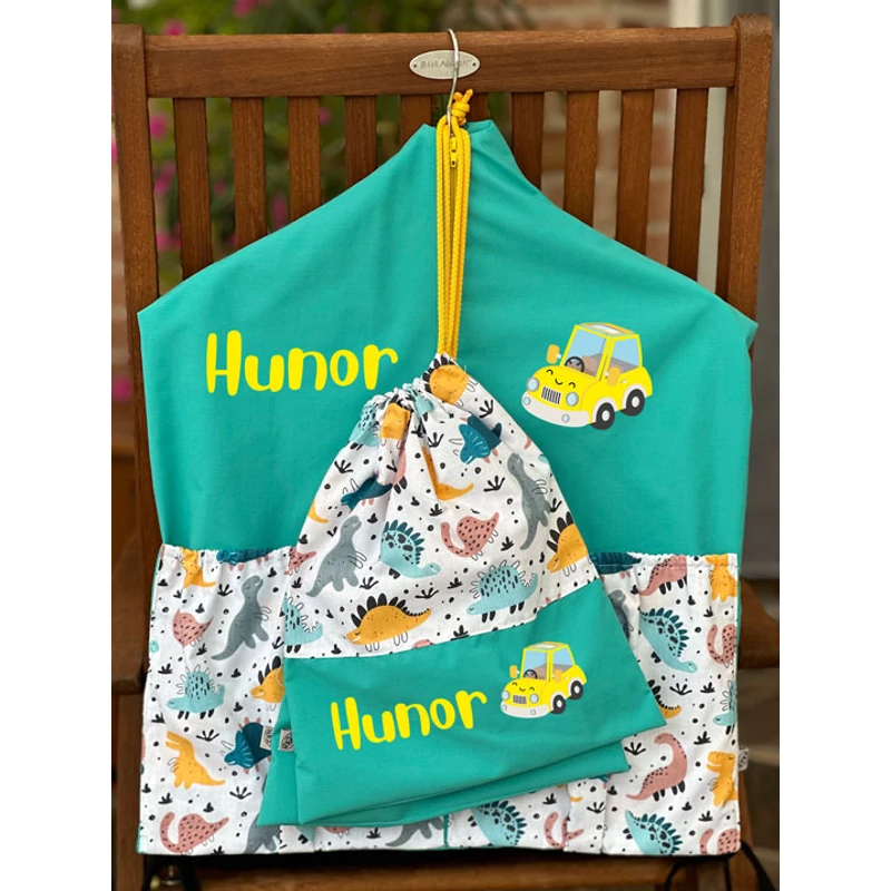 Ovizsák szett - Dinók III. (Türkiz) - Egyedi felirattal is rendelhető