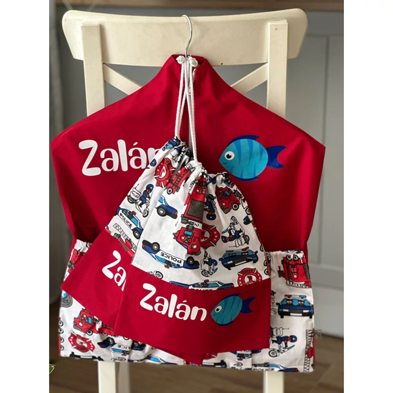 Ovizsák szett - Tűzoltó autó (Piros) - Egyedi felirattal is rendelhető