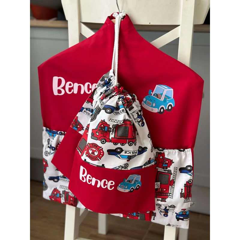 Ovizsák szett - Tűzoltó autó (Piros) - Egyedi felirattal is rendelhető