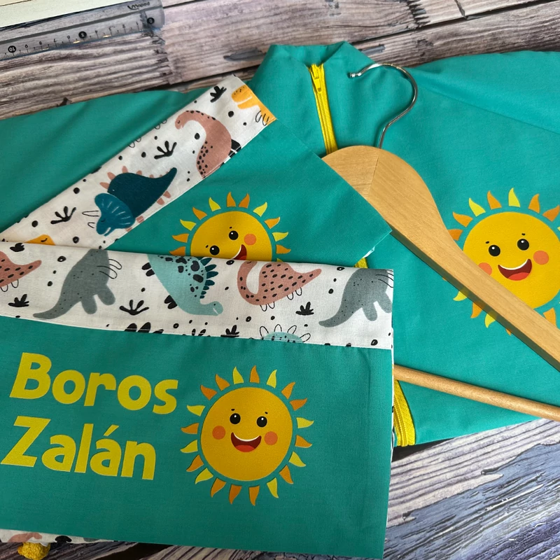 Ovizsák szett - Dinók III. (Türkiz) - Egyedi felirattal is rendelhető