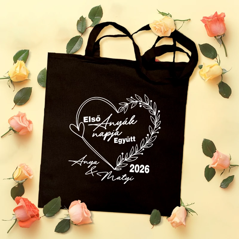 Első Anyák Napja, Szívkoszorú (Egyedi névvel) - Vászontáska