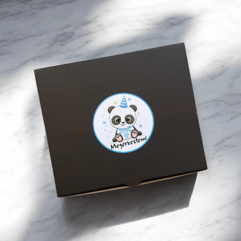 Panda Maci Megérkeztem -  Babadoboz (Egyedi névvel)