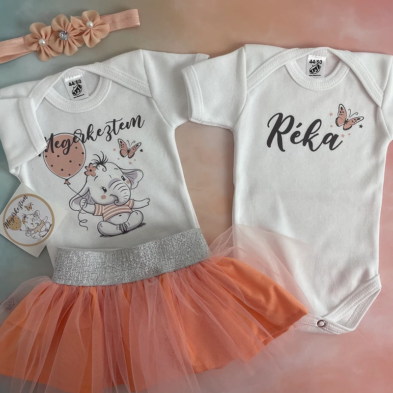 Elefáni Megérkeztem - Babadoboz (Egyedi név + Hajpánt)