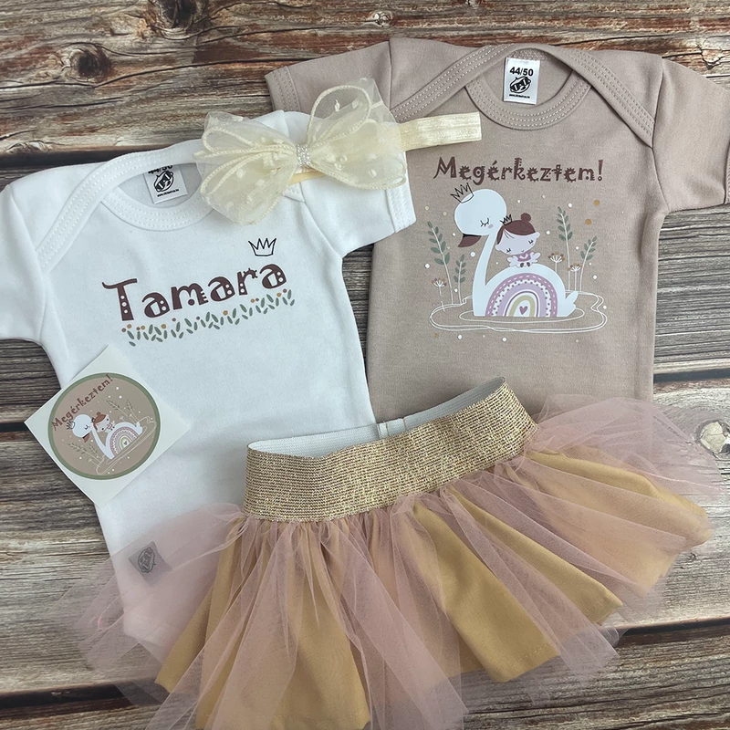 Hattyú Kishercegnő Megérkeztem - Babadoboz  (Egyedi név + Hajpánt)