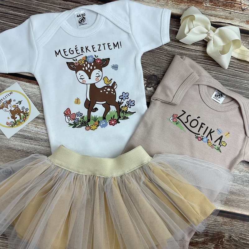 Őzike Megérkeztem - Babadoboz  (Egyedi név + Hajpánt)